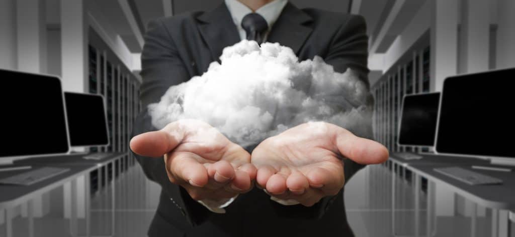 Businessman and the cloud computing concept and business network