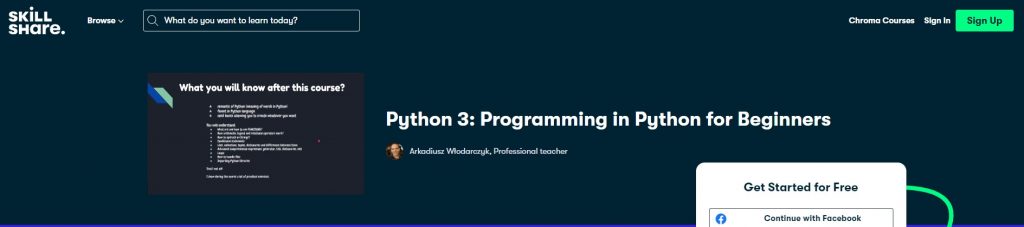 Skillshare Programming in Python For Beginners