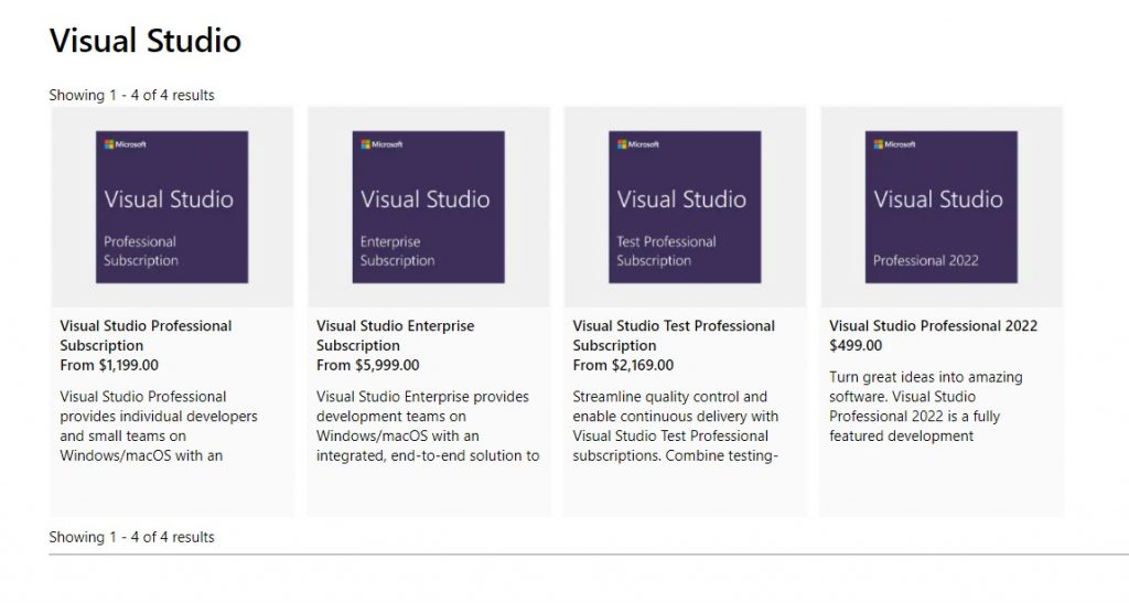 Visual Studio Pricing