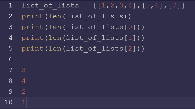 list length python arbitrary sublist