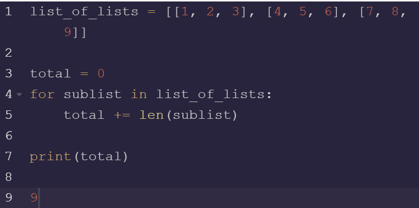 Python length of list of a list. 