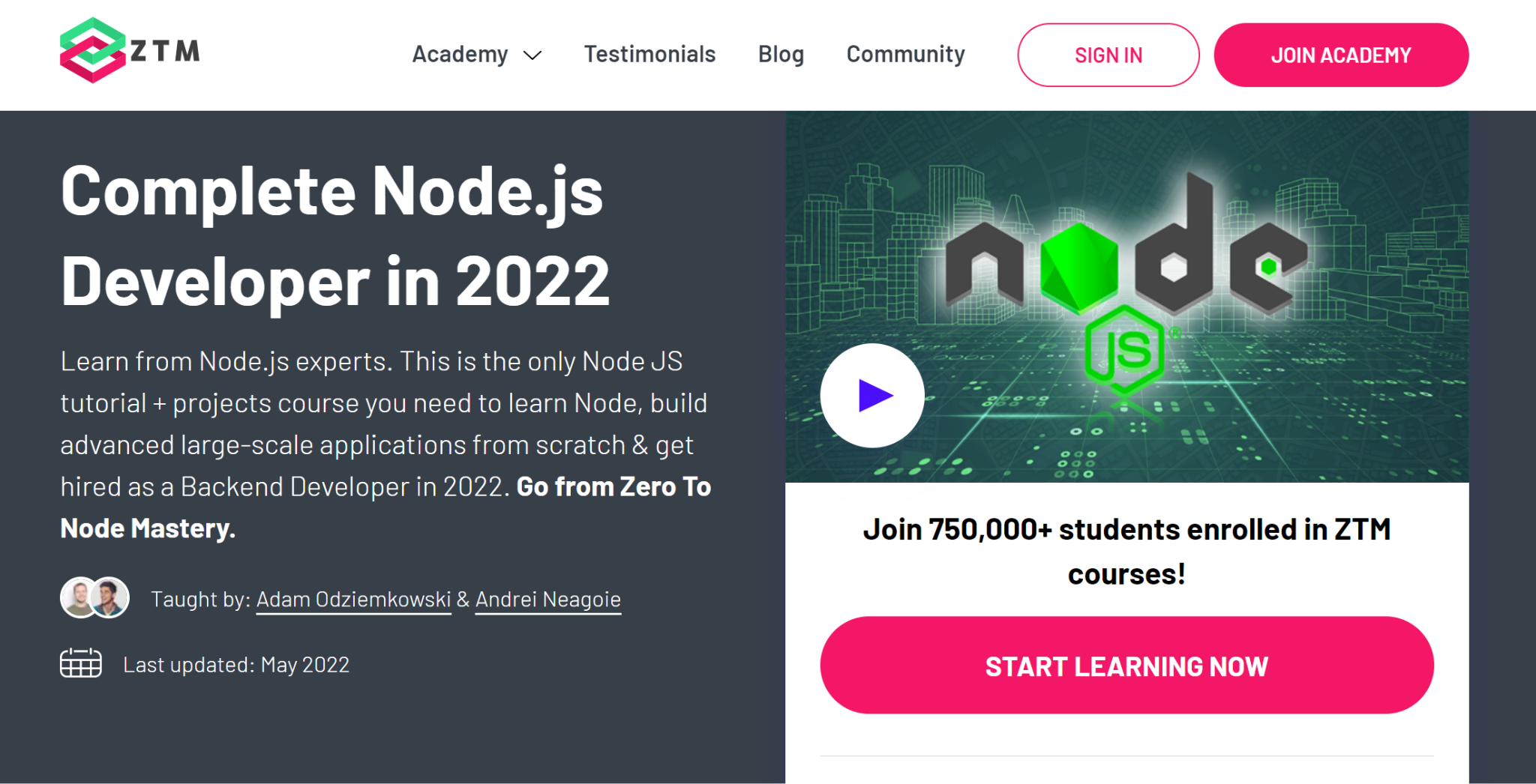 Best node js course - Complete Node.js Developer in 2022 image. 